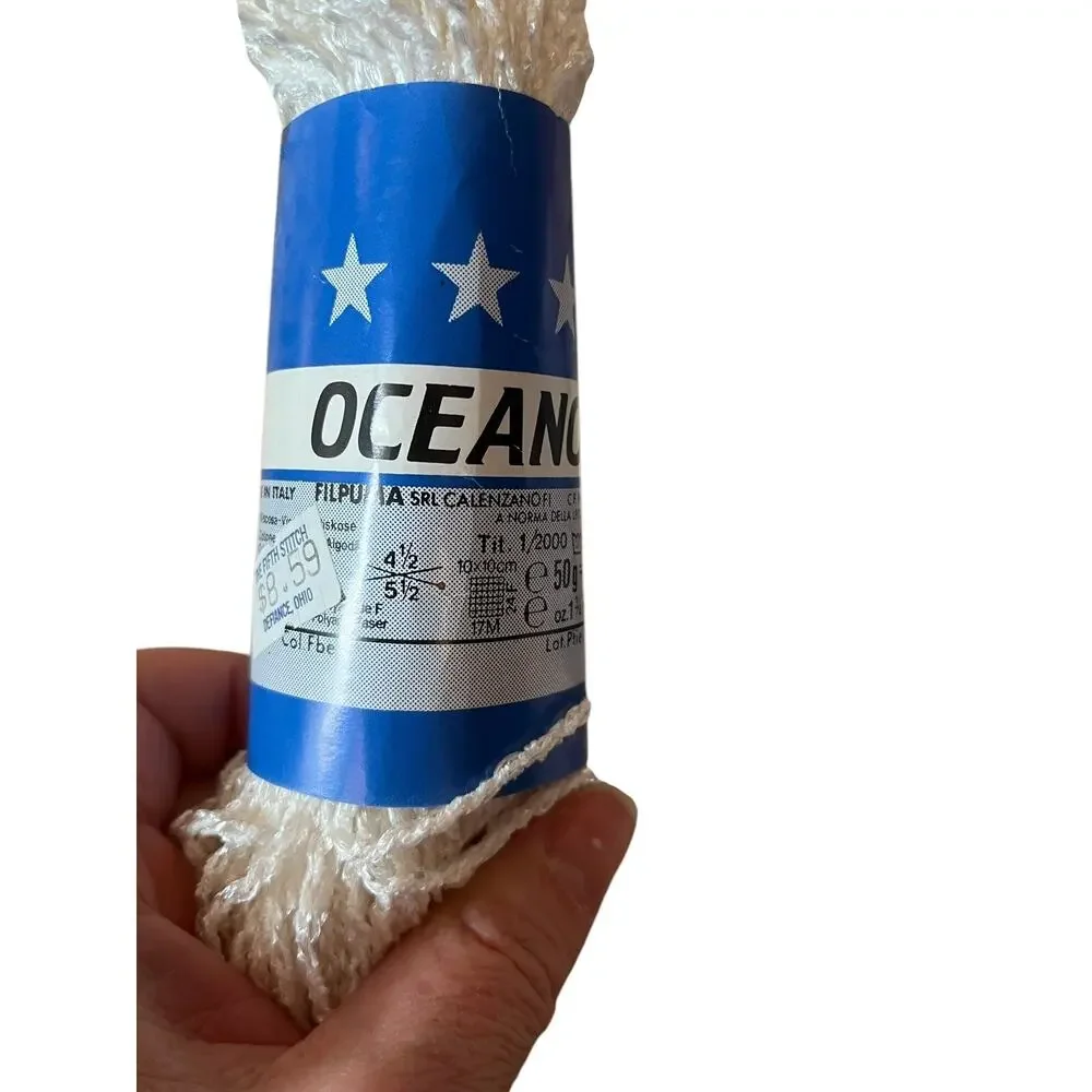 Lot of 4 Skeins Vtg Filpucci Oceano Yarn White 3 New 50 Gr Each Italy